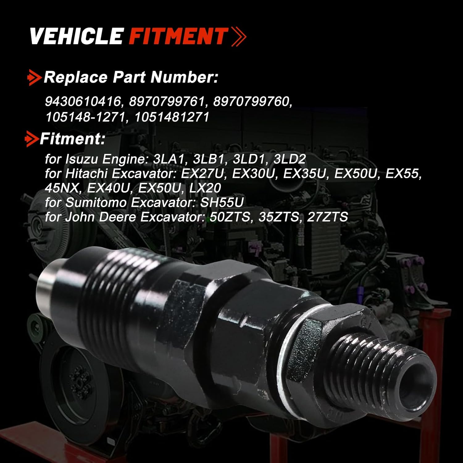 3pcs 8970799761 9430610416 105148-1271 Fuel Injector for Isuzu 3LB1 3LA1 3LD1 3LD2 Engine Hitachi EX55 45NX EX40U EX50U Sumitomo SH55U John Deere 27ZTS 35ZTS 50ZTS Excavator