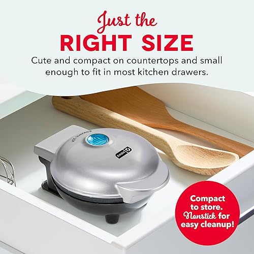 Miniatura 4 de Dash - DMW001SL - Gofrera de tamaño mini, para hacer gofres individuales, hash browns, gofres keto, con superficies antiadherentes fáciles