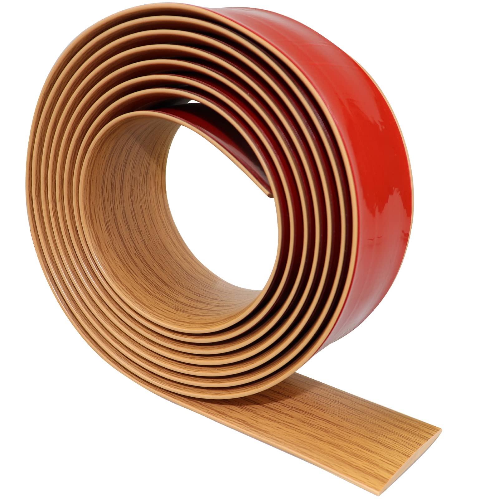 Floor Transition Strip 2" Self Adhesive Flat Vinyl Flooring Transitions Strip with Strong Backing (5cm, 6.6FT, Brown Wood Grain)