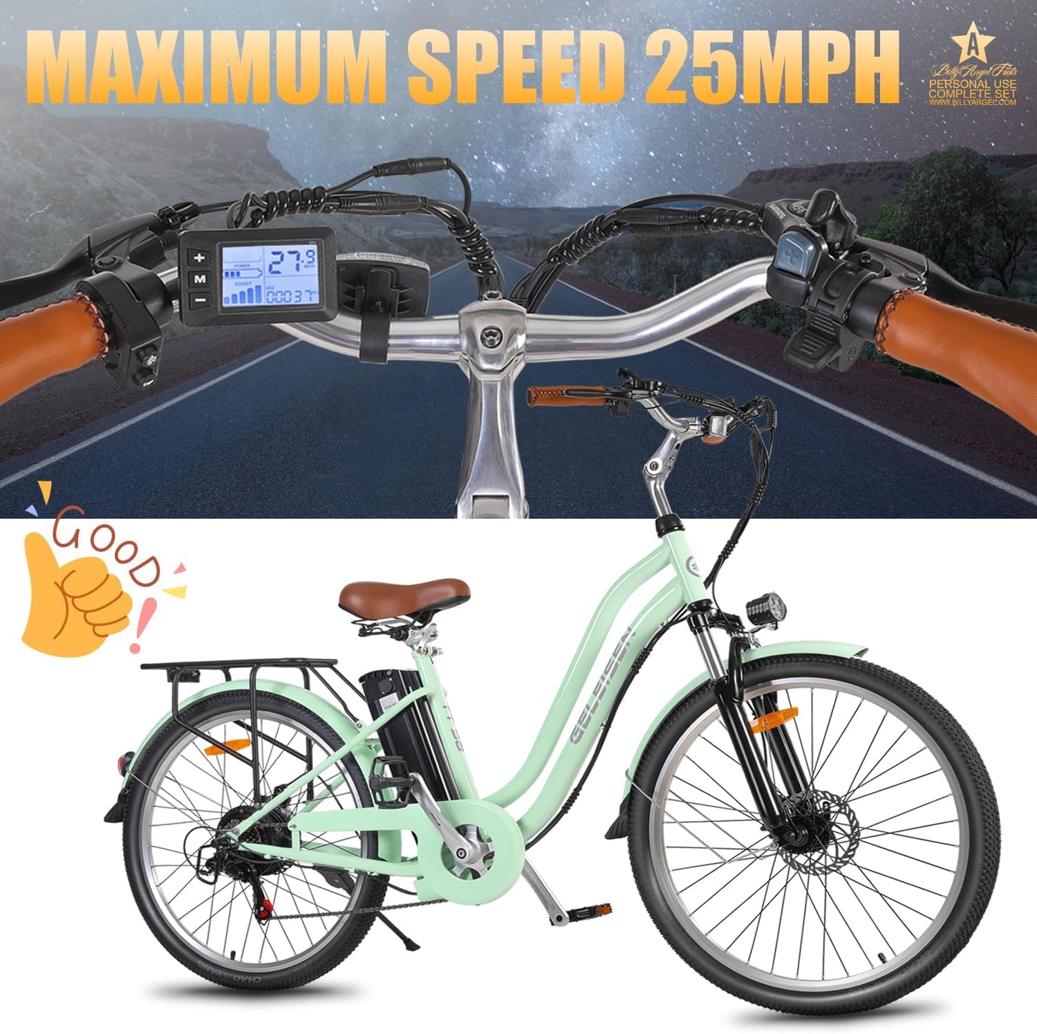 Electric Bikes for Adults, 1000W Peak Electric City Cruiser 25Mph Step-Thru Electric Bicycle, 48V 696Wh/36V 450Wh Removable Battery, 26" Ebikes for Adults, Professional 7-Speed(Fits for 5.2Ft-6.3Ft)