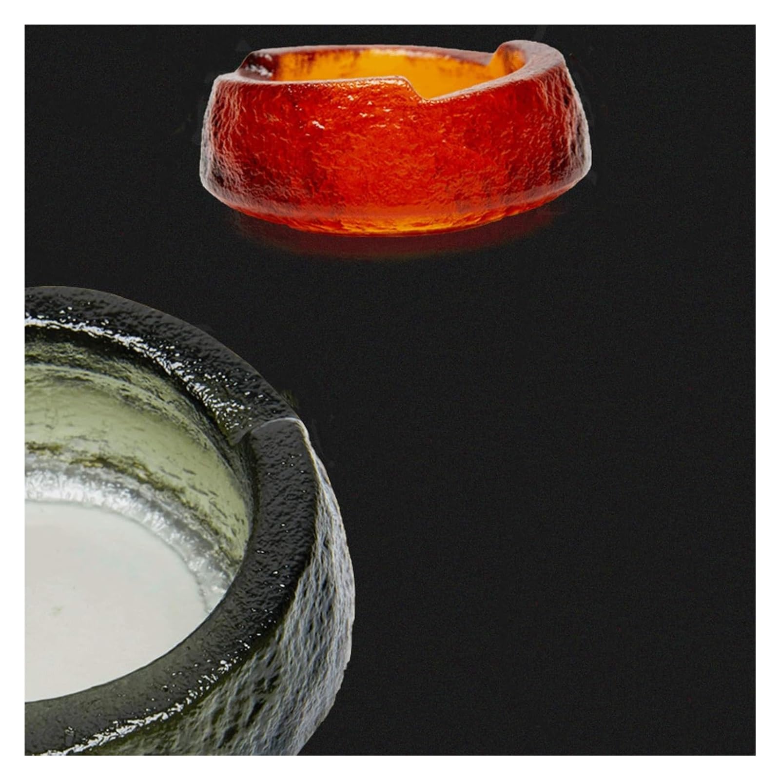 Cendriers Cendrier en Verre Cendrier en Cristal Cool Bureau Salon Cendrier de Bureau 5 Pouces/Vert foncé/Ambre/Gris pour Bureau Café Jardin Patio(Gris-Taille Unique