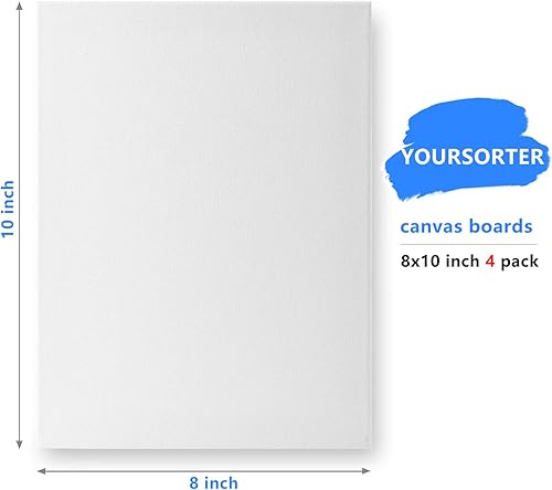 Miniatura 2 de YOURSORTER Paquete de 4 tableros de lienzo, lienzos en blanco de 8 x 10 pulgadas para pintar, imprimados con gesso sin ácidos, 100% algodón, para