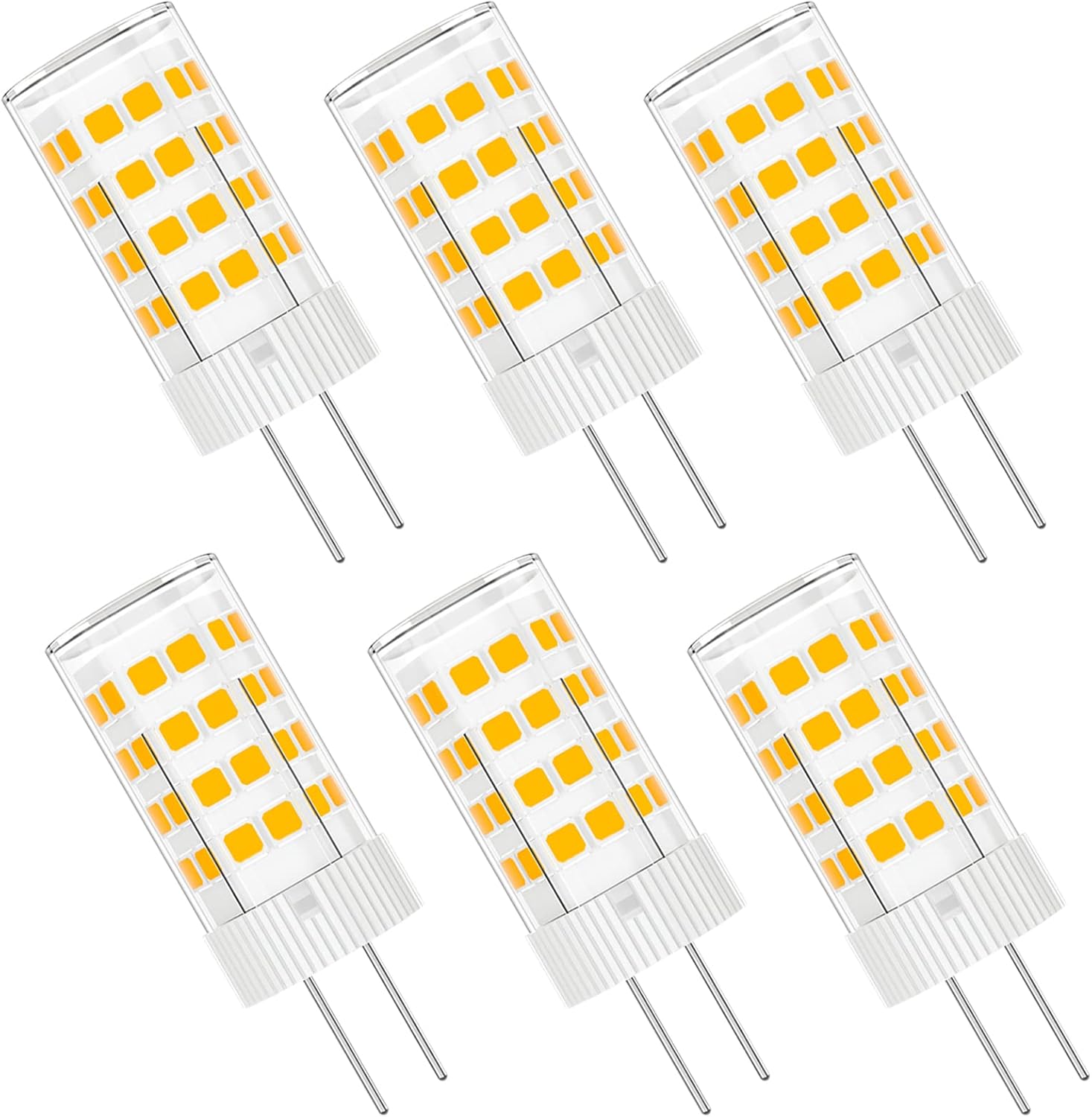 G4 LED Bulb 4W 3000K Warm White 12V AC/DC T3 JC Type Bi-Pin 20-35W Halogen Equivalent Non-dimmable for Outdoor Landscape Lighting Deck Stair Step Path Lights, Home Lighting, 6 Pack