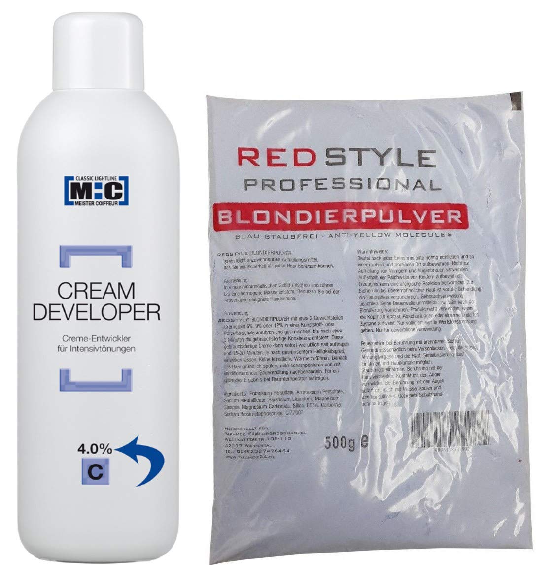 M:C MEISTER COIFFEUR [ CREAM DEVELOPER 4% ] - 1000ml + 500g Blondierpulver