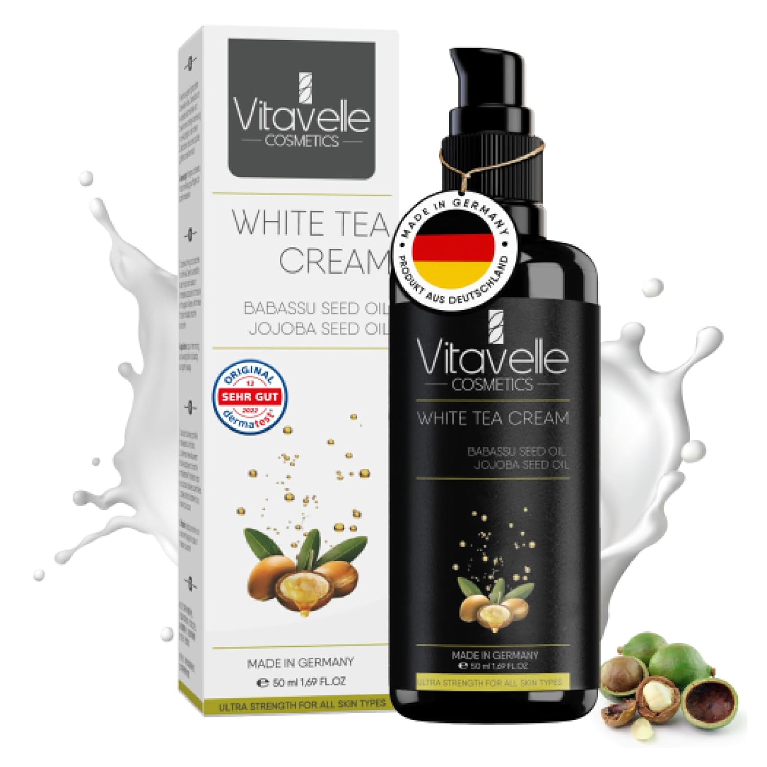 VITAVELLE White Tea Cream Face Moisturizer for Women - Lightweight, Non-Oily Moisturizer Face Cream with White Tea, Lactic Acid, Babassu, & Jojoba Oil - Soothe, Smoothe, & Restore Sensitive Skin