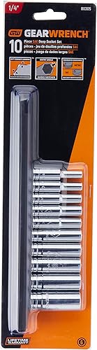 Miniatura 2 de GEARWRENCH 10 Pc. 1/4" Drive 6 Pt. Juego de llaves de vaso profundas, SAE - 80305