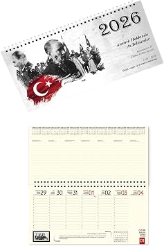 2026 Atat rk Weekly Table Calendar Table Cluster Large Size 33x16 cm