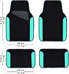 CAR PASS Waterproof Universal Fit Car Floor Mats, Teal Car Mats Fit for SUV,Vans,sedans, Trucks ,Set of 4pcs Car Carpet for Women(Black with Mint)
