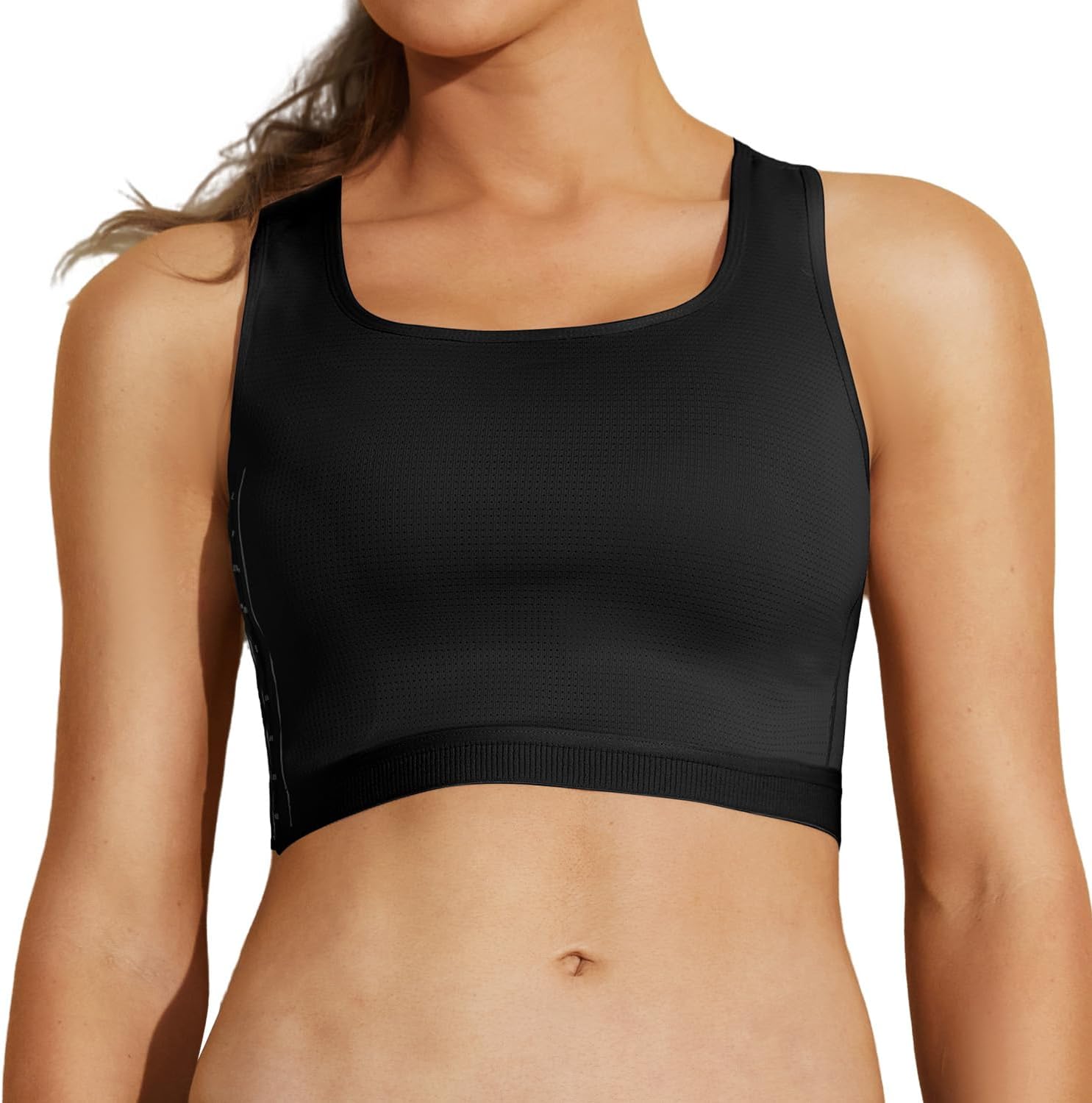 MOVWIN Chest Binder for Transgender FTM Tomboy,Compression Bra Breathable Zip Up Smooth Flat Tank Top for Sports Cosplay