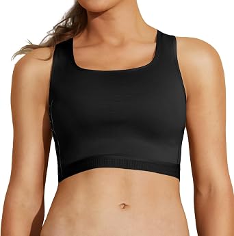 MOVWIN Chest Binder for Transgender FTM Non-Binary Tomboy, Breathable Zip Up Compression Bustiers Corsets,Smooth Flat Chest Binder Top for Daily Sports Cosplay Black