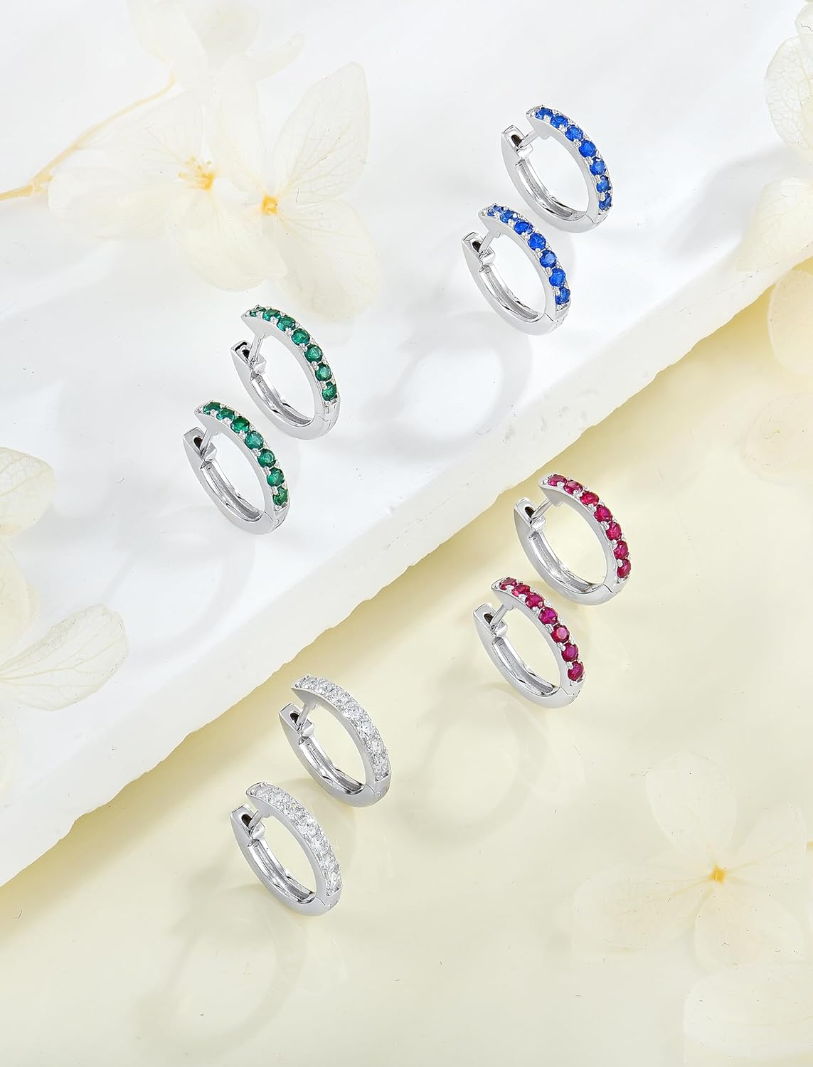 Huggie Earrings for Women 925 Sterling Silver Hoop Earrings Birthstone Jewelry - Image 6