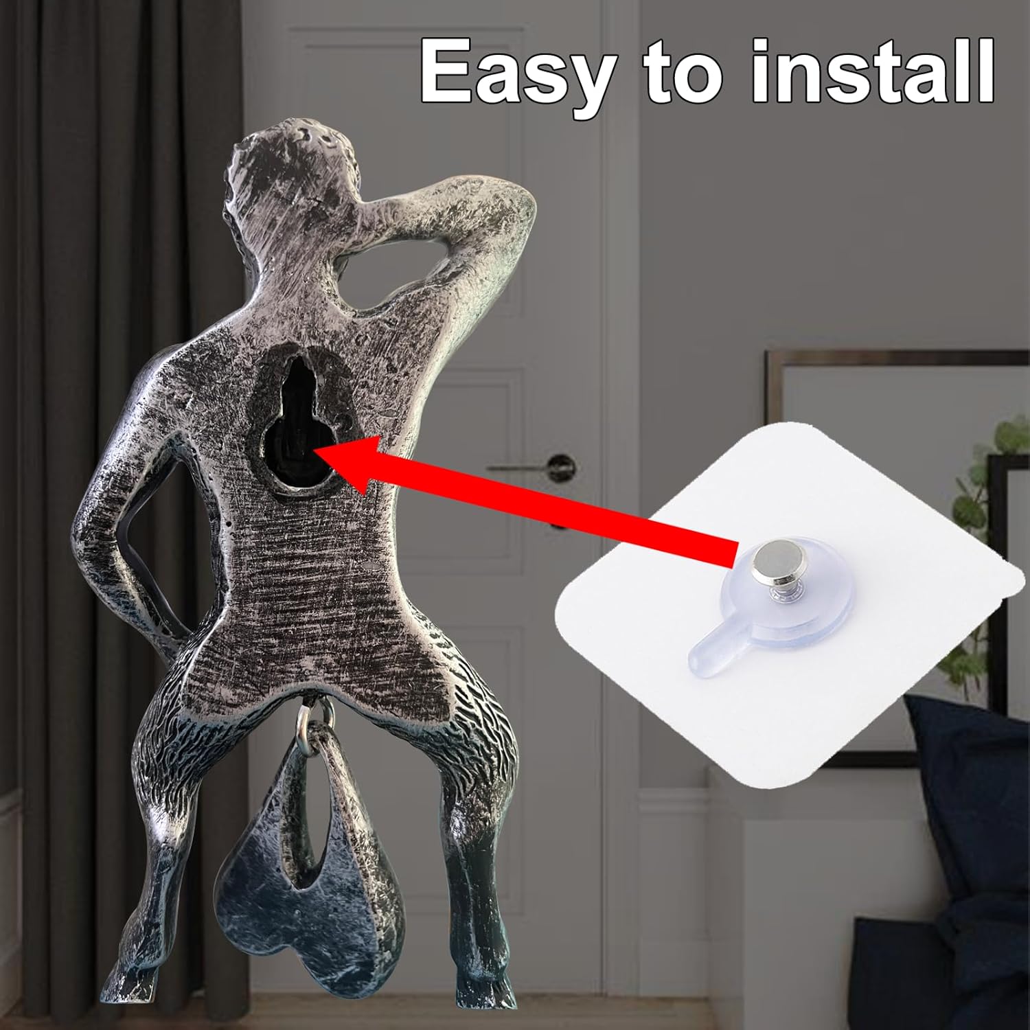 1PCS Door Knocker Men Creative, Funny Balls Door Ring Hanging Doorbell Pendant, Knocking Ornaments Home Decoration Hardware Accessories for Door Wall