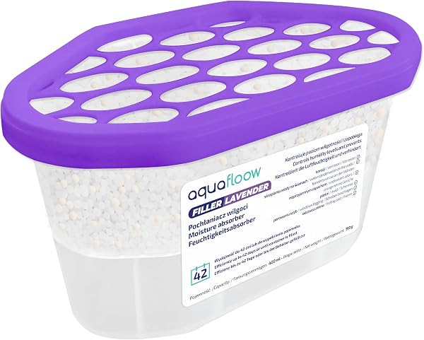 Aquafloow Assorbitore di Umidità per Ambienti 400 ml, Riduce l'umidità, 3 Pezzi LAVENDER | Neutralizzatore di Odori, Deumidificatore per Cucina, Armadio, Bagno e Studio - 2
