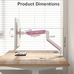 ETHU Single Monitor Arm, Heavy Duty Monitor Desk Mount with Gas Spring for 17-38 Inch Screens up to 26.4lbs, Full Motion VESA Monitor Stand with Dual Installation for Office & Home, Pink