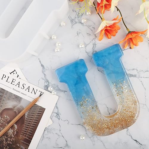 Miniatura 5 de Gartful Moldes de letras grandes de 7 pulgadas para resina, molde de resina epoxi del alfabeto mayúscula U, moldes de silicona 3D gruesa de la A a