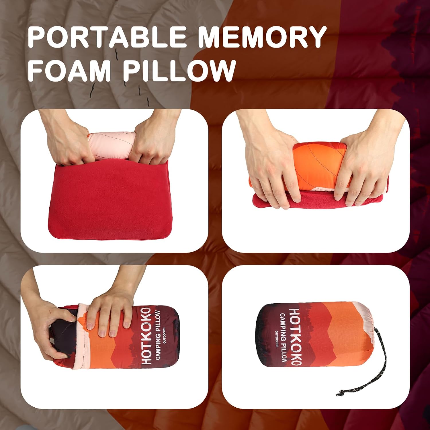 Camping Memory Foam Pillow, Original Designs Ultralight Travel Pillow, Backpacking Pillow Ergonomic Pillows,Neck Lumbar Support for Outdoor Camp,Sport,Hiking,Backpacking Sleep
