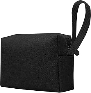 شنطة مستحضرات تجميل مقاومة للماء للنساء من تميولو | منظم مكياج وادوات الزينة للسفر، تخزين صغير محمول لمنتجات المكياج والمناديل والالكترونيات وكيبلات USB | نايلون متين وانيق (مقاس S - اسود)