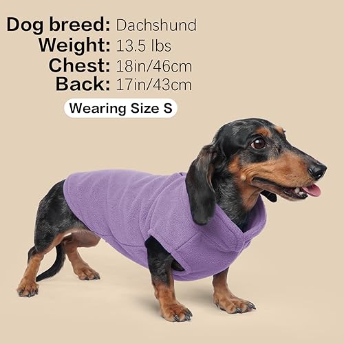 Miniatura 8 de FUAMEY Chaleco de forro polar para perro, sudadera cálida y elástica para cachorros, abrigo de cuello alto, chaqueta de invierno para perro con
