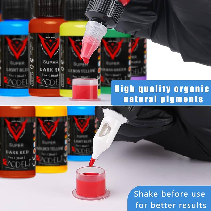 Amazon.co.jp: BAODELI タトゥーインク 14色セット 1オンス 30ml