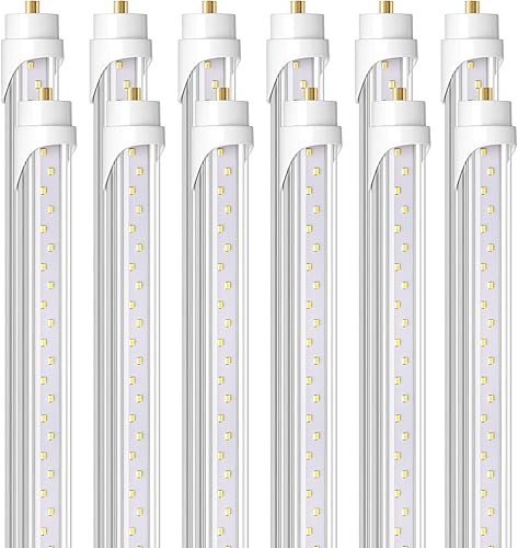 Barrina Bombillas LED de 8 pies, 44 W, 5500 lm 6500 K, superbrillantes, tubo de luces LED T8 T10 T12, luces LED FA8 de un solo pin, cubierta