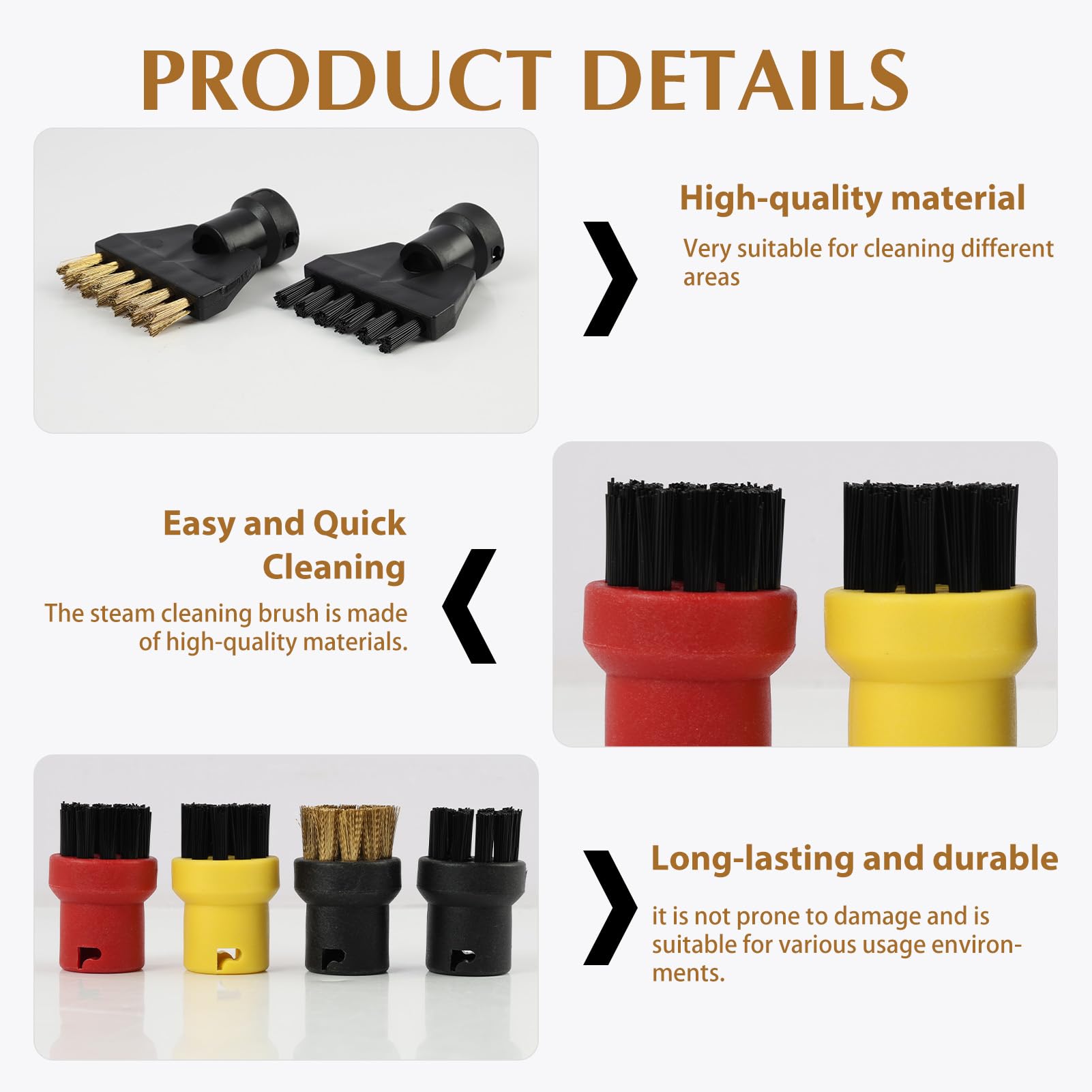 12 PCS Cepillos para Limpiador A Vapor Accesorios, Cepillos de Repuesto para Las Series Sc1 Sc2 Sc3 Sc4 Sc5 Ctk10, Resistentes, para Limpieza de Juntas, Suelos, Paredes, Cocina, Baño, Muebles