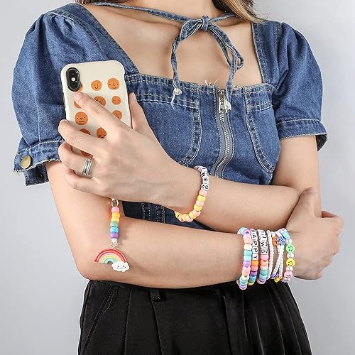 Miniatura 8 de Juego de 2600 cuentas de poni, juego de cuentas Kandi arcoíris de 18 colores, kit de fabricación de joyas de plástico mate multicolor para