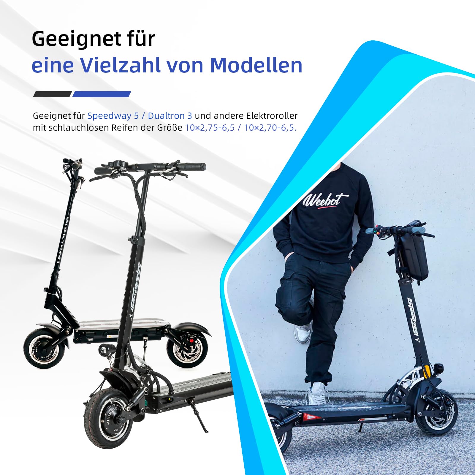Ulip 10x2,75-6,5 Pneumatico senza camera d'aria per E-Scooter da 10 pollici per Kukirin G2 G3 G2 Ultra M4 Max A1 Speedway 5 Dualtron 3 Scooter Elettrico, pneumatico da fuoristrada, ricambi, 2 pezzi