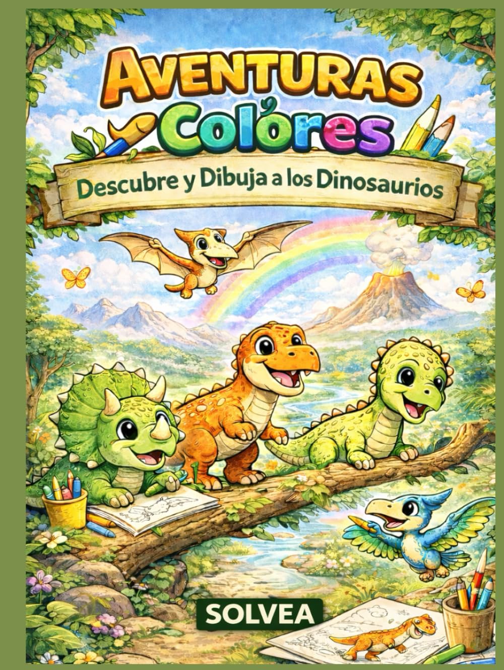 Descubre y Dibuja a los Dinosaurios: Historias cortas y páginas para colorear que despiertan la imaginación