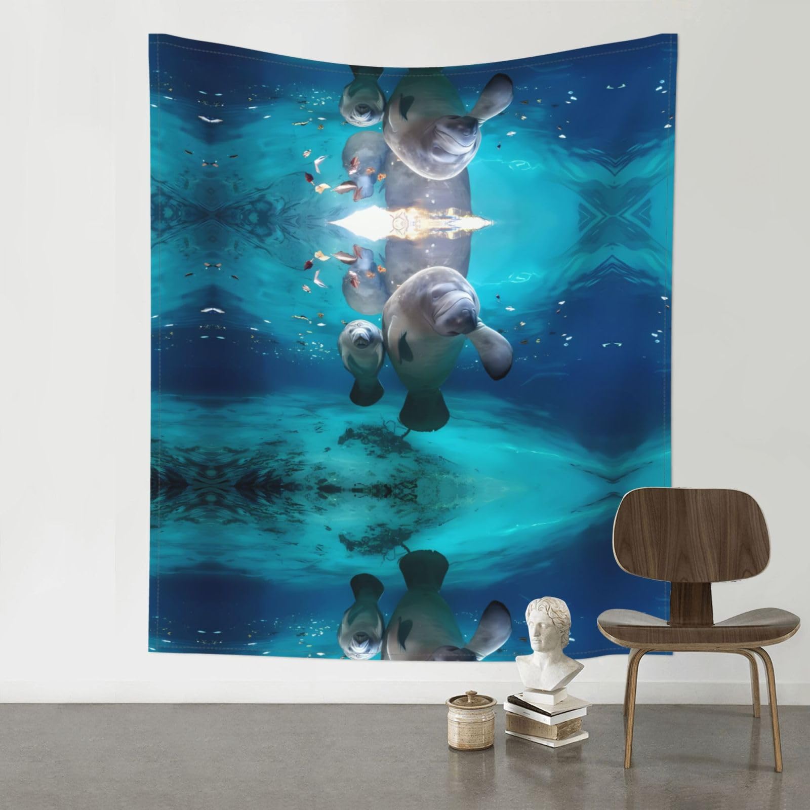 YYHHAOFA Ocean Animal Manatee Prints 60x51in Wall Tapestry – Durable Polyester Throw for Dorm, Beach, & Home Decor