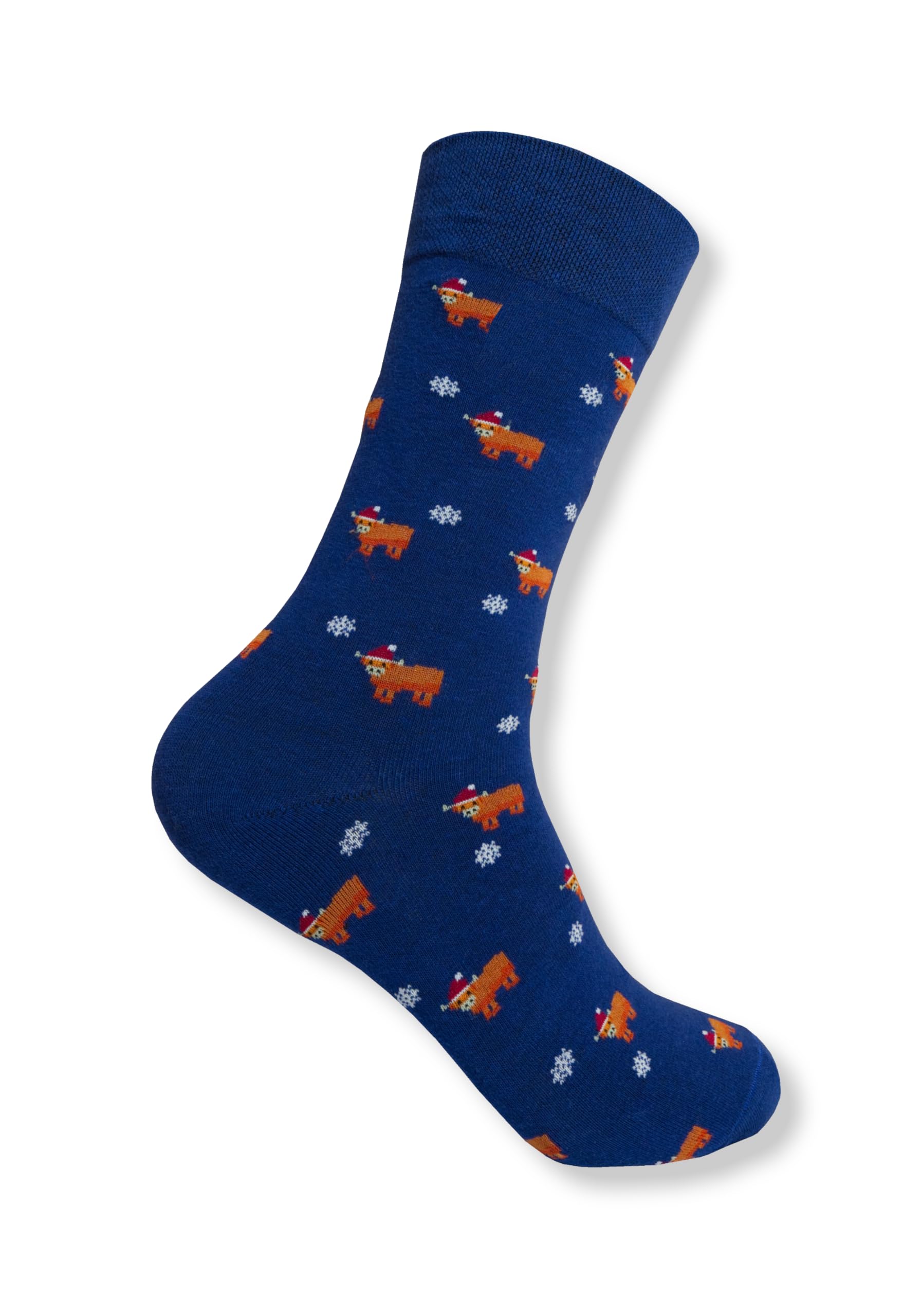 Tartan Studio Mens Socks | Gifts Inspired by Scotland (UK, Numeric, 4, 6, Regular, Regular, Christmas Highland Cow)