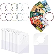 Mayski 200 PCS Yoto Card Storage Organizer, Clear Self-Adhesive Tabs with 10 PCS Multicolor Steel Loops, Heavy-Duty Yoto Card Holder Set, Kids Travel-Friendly Carrier for Classifying Yoto Accessories
