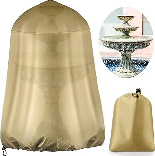 36 x42 Garden Fountain Covers for Winter 600D Oxford Waterproof Cover Outdoor Fountain Covers Waterproof Outdoor Statue Covers for Indoor Furniture Outdoor Garden Fountain Statue (Beige)