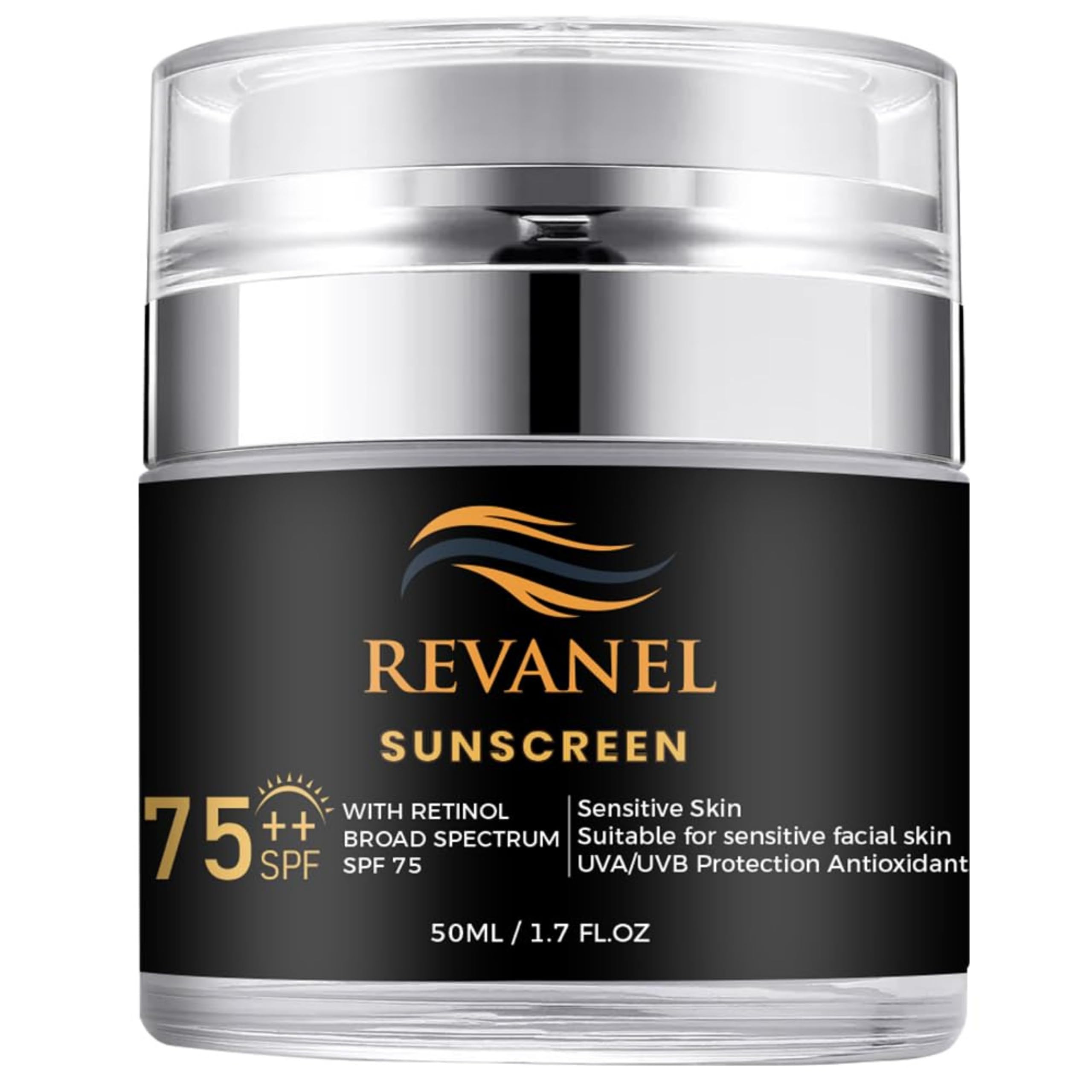 REVANEL Sunscreen with Retinol, SPF 75, Broad Spectrum Advanced Formula for Maximum Sun Defense UVA/UVB Protection, Formulated Specifically for Sensitive Skin, 1.7 fl oz