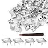 500Pcs 10mm Square Pyramid Studs for Clothing, Metal Claw Nailhead Spike Rivets Studs with Tool for Punk Rock Clothing Leather Shoes Bag DIY Craft Accessories (Silver)