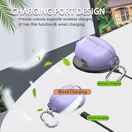 Miniatura 4 de Miimall Compatible con Beats Studio Buds + funda, bloqueo seguro llavero antipérdida LED frontal visible Funda protectora militar de TPU resistente