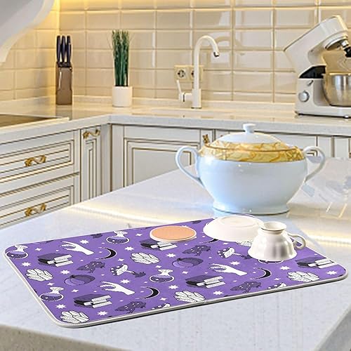 Miniatura 6 de Magic Mysticism Witchcraft Halloween Esoteric Dish Drying Mat Kitchen Counter Mats Dry Matt For Dishes Tapete Para Cocina 16'' x 18''