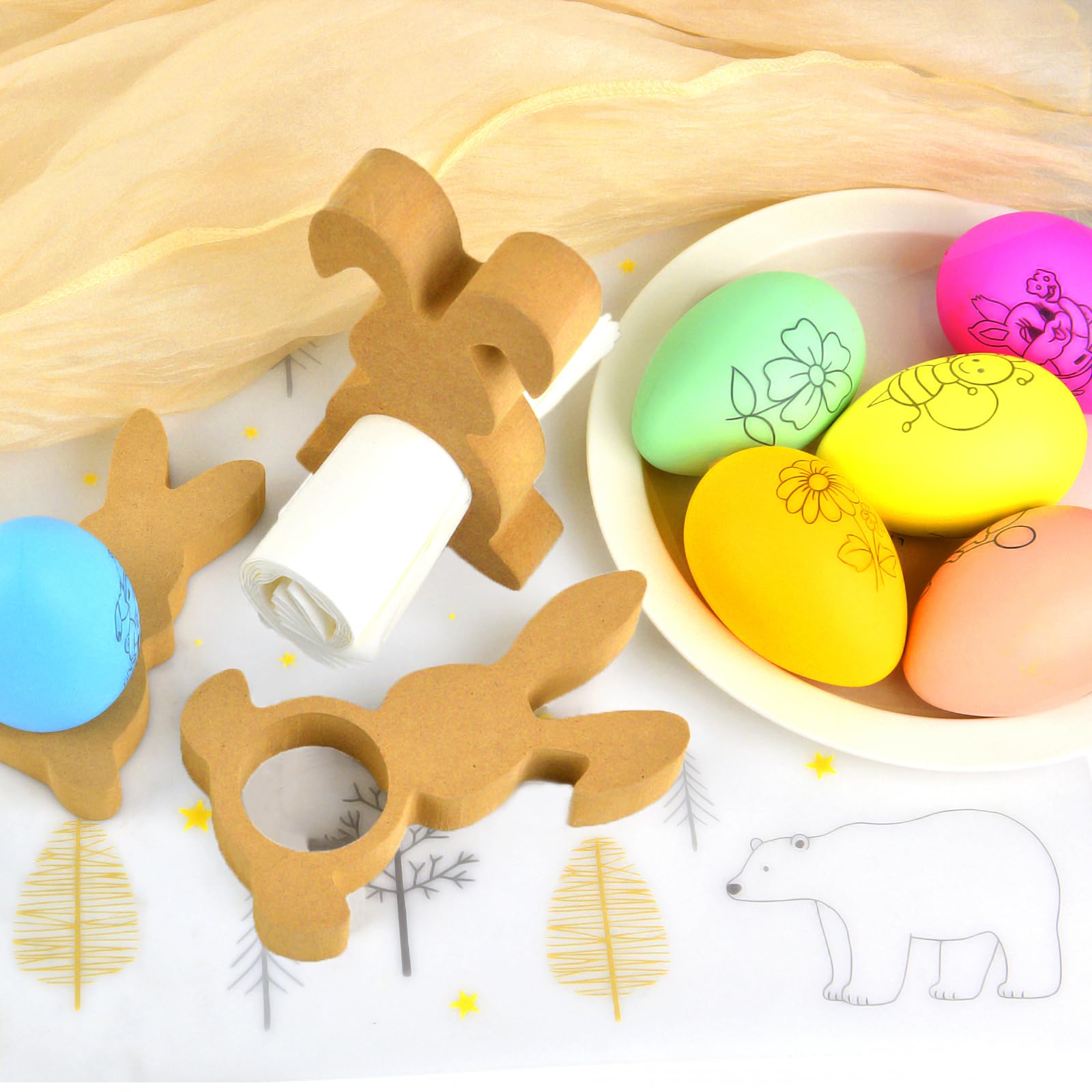 Decorazione Pasquale In Legno, Uovo O Coniglietto Su Asta, 30 Cm, Assortita, Primaverile, Per Vasi E Composizioni