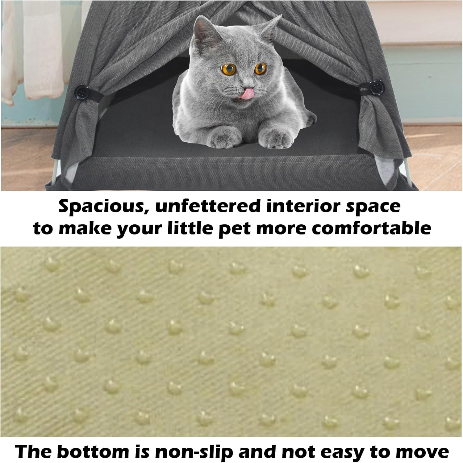 review Cat Tent Bed,Cats Cave House Portable for Indoor with Removable Soft Pad Foldable Cat Tents Hut Washable Pet House Bed Outdoor for Kitty Puppy Small Pets 15.7x15.7x16.1 in (Grey)