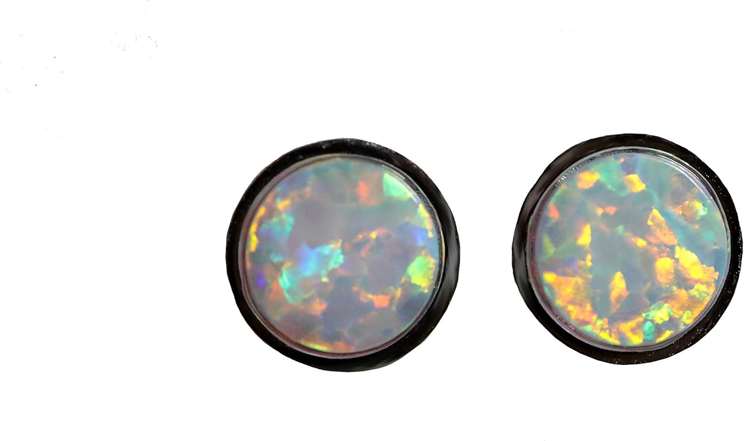 White Opal Round Sterling Silver Stud Earrings- 7mm- Women's Jewelry-Gift Idea-October Birthstone Birthday-Holiday