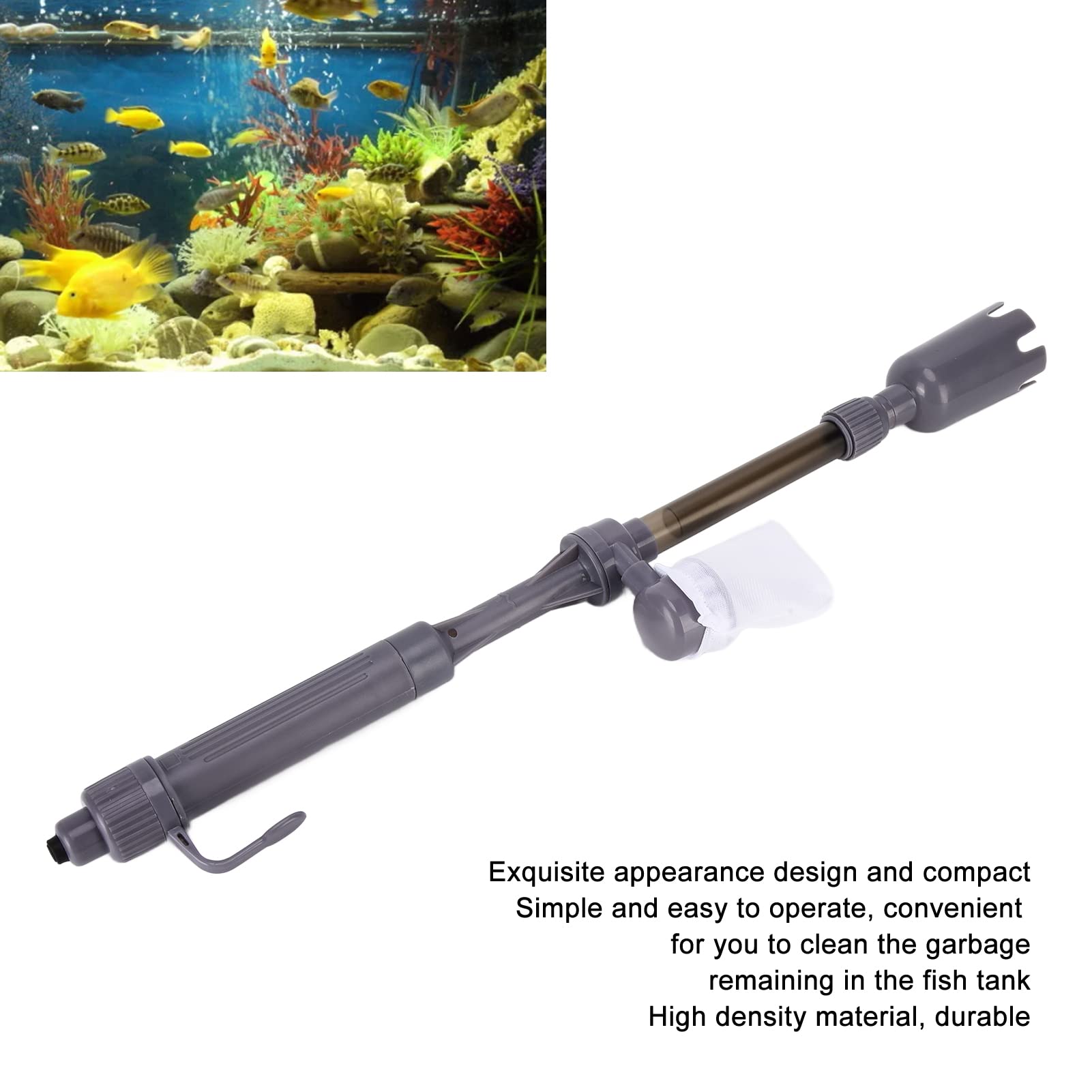 flexman Electric Fish Tank Vacuum Cleaner, Telescopic Multipurpose Aquarium Gravel Sand Washer, Battery Powered Syphon Operated Water Filter Cleaner for Fish Tanks