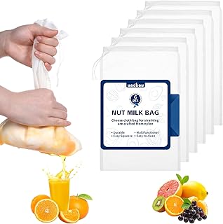 6 Pcs Nut Bag Strainer 12 x 8 In Nylon Cheese Cloth Bags 200 Mesh Yogurt Strainer Nylon Cheese Cloth Bags Reusable Fine Mesh Strainers for Filtering Yogurt Juice Fruit Cheeses Coffee Tofu Tea
