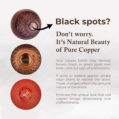Miniatura 4 de Botella de agua de cobre para beber 34 onzas extra grande  Recipiente ayurvédico de cobre 100% puro para beber  Bebe más agua con menor contenido de