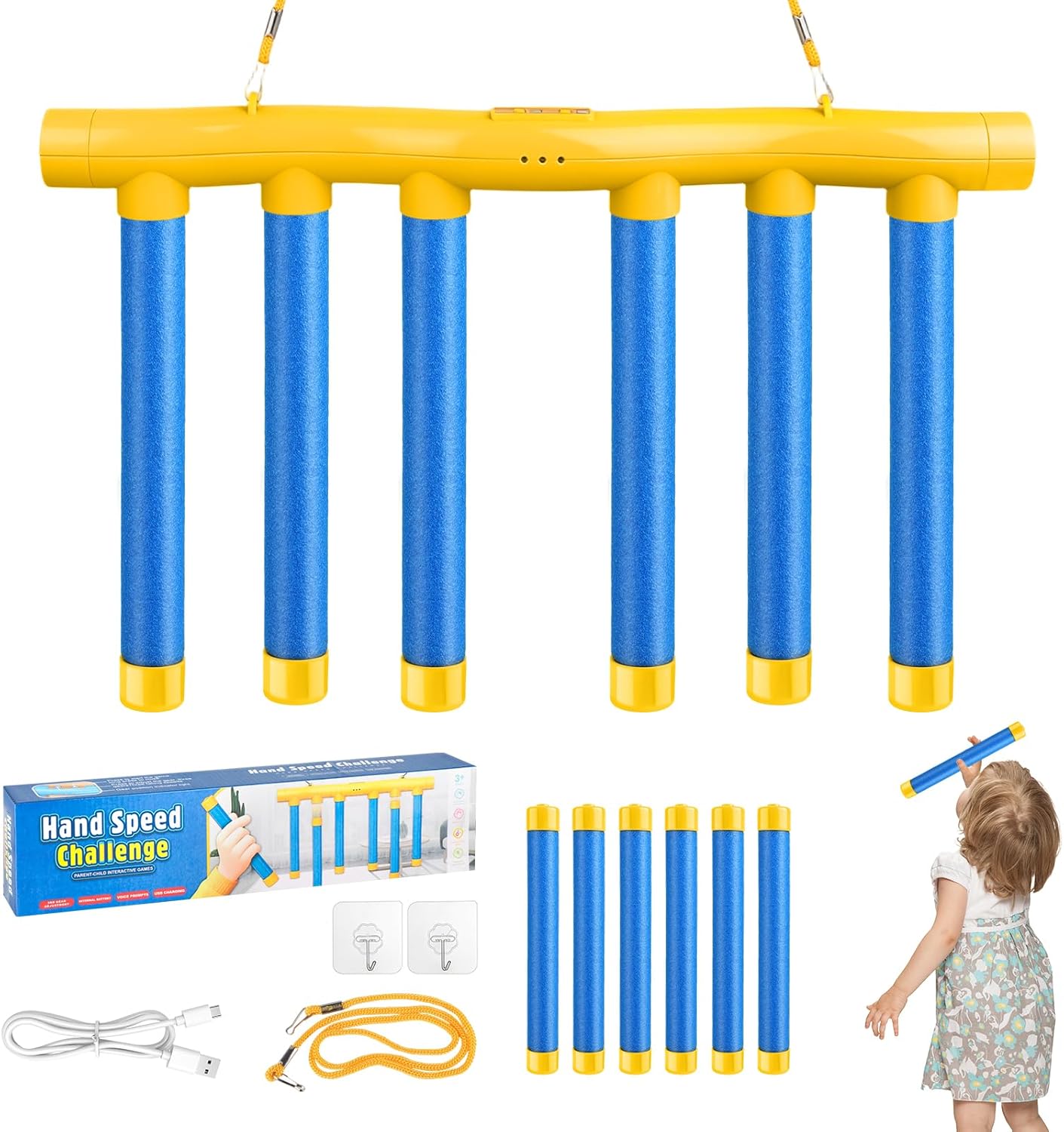 EVOCKAY 2026 Reflective Drop Stick Challenge Game - Hand-Eye Coordination Reflex Training Toy with 3 Adjustable Speed Modes - Engaging Catching Sticks Game for All Ages