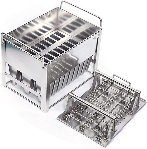 Miniatura 6 de Molde de paletas de hielo de acero inoxidable, kit de moldes para hacer paletas de hielo con estante, 30 moldes para hacer paletas de hielo con 100