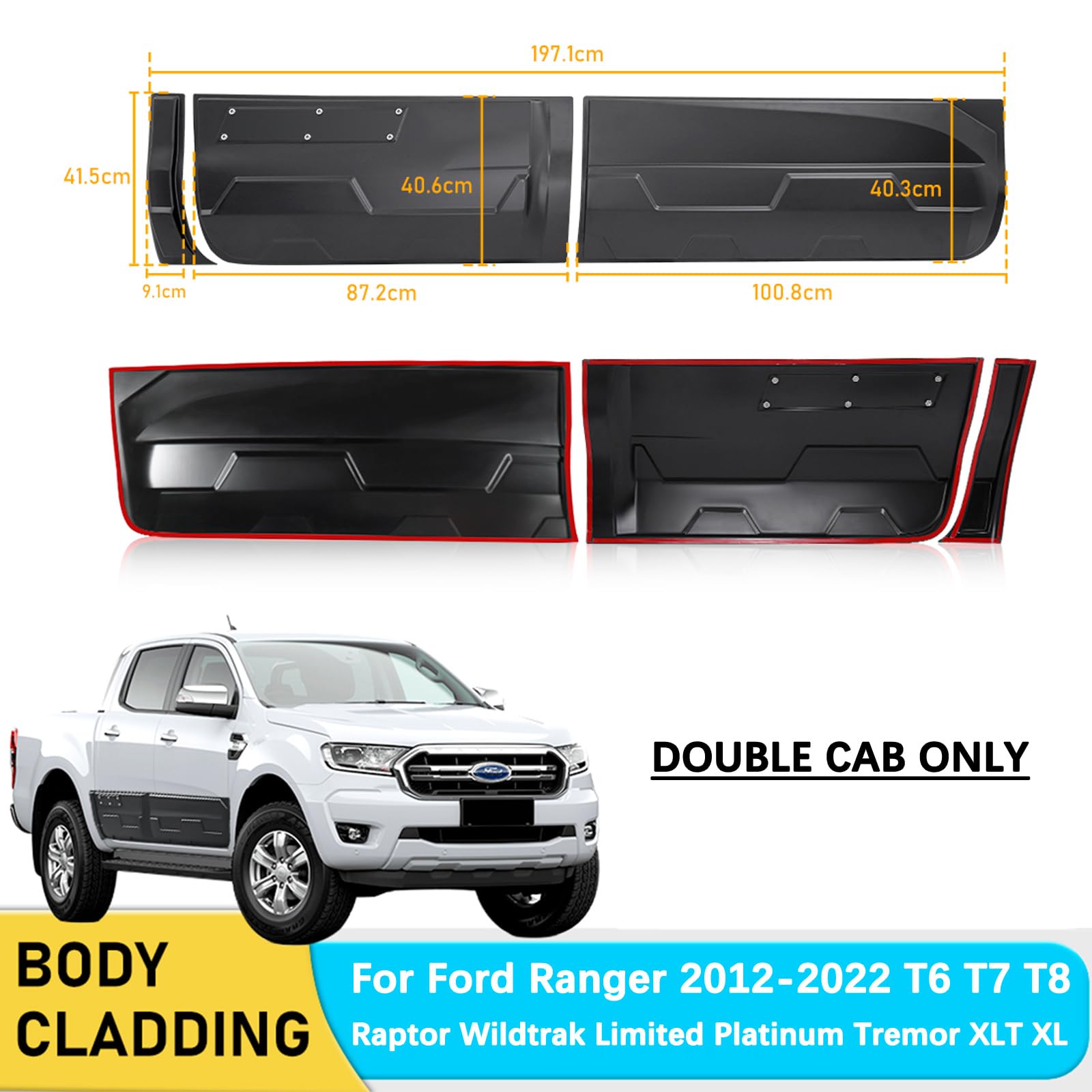 JHCHAN Ford Ranger 2012-2022 Wildtrak Raptor Limited XL XLT Tremor Platinum Rear