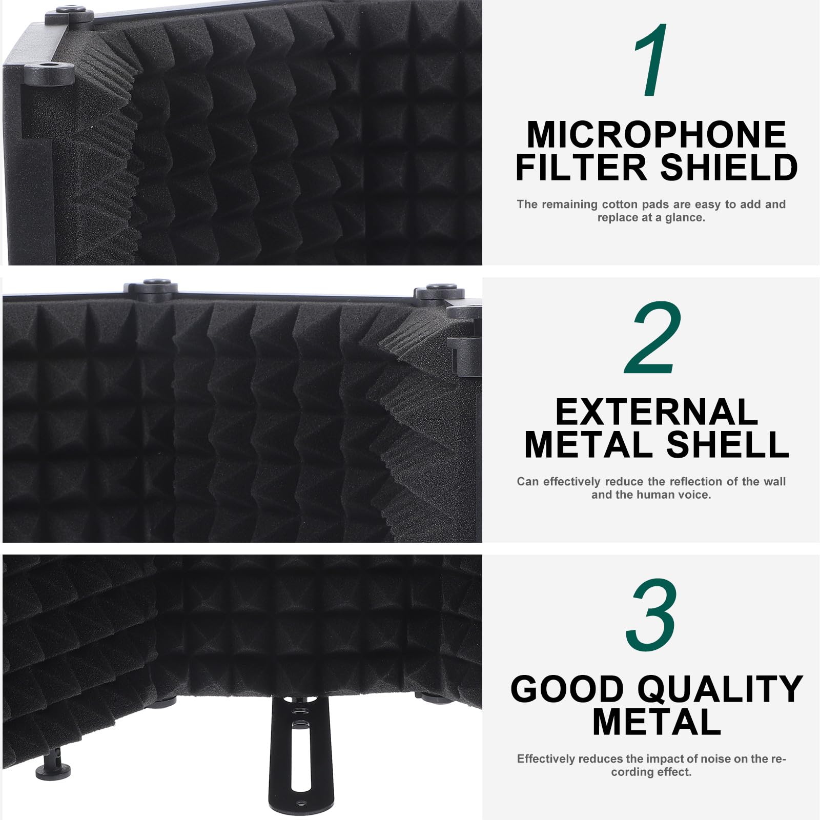 Toyvian Filtre Anti-pop pour Micro Pliable Protection Antibruit, Matériau Fer et Mousse Eva, Système Multi-couches D'absorption Sonore pour Enregistrement en Studio