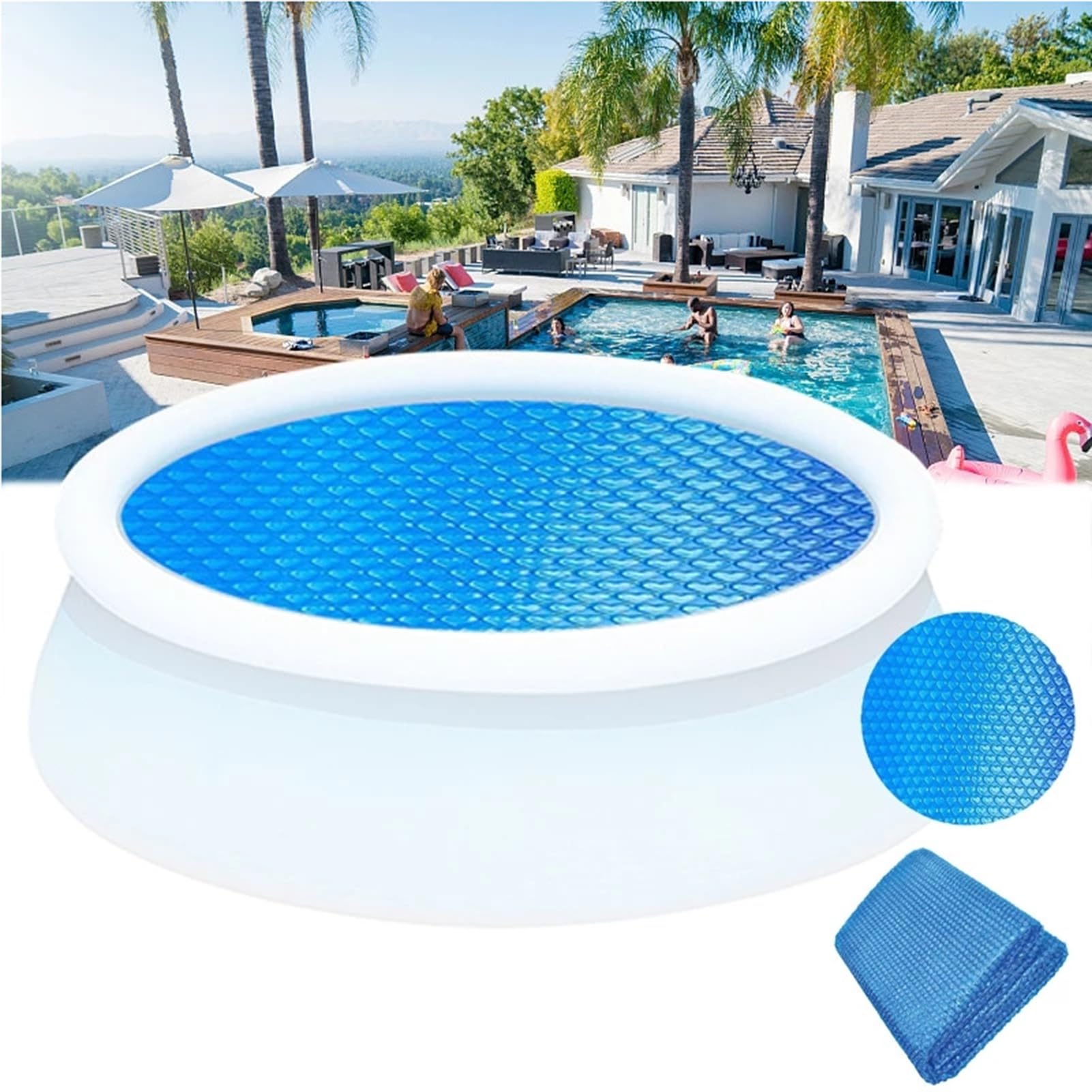 Copertura Solare Piscina Telone Antipolvere Riutilizzabile Con Protezione | Coperture Termiche Per Piscina All'Aperto per Esterno Giardino Prato Patio Sentiero Fattoria Spiaggia Spa ed