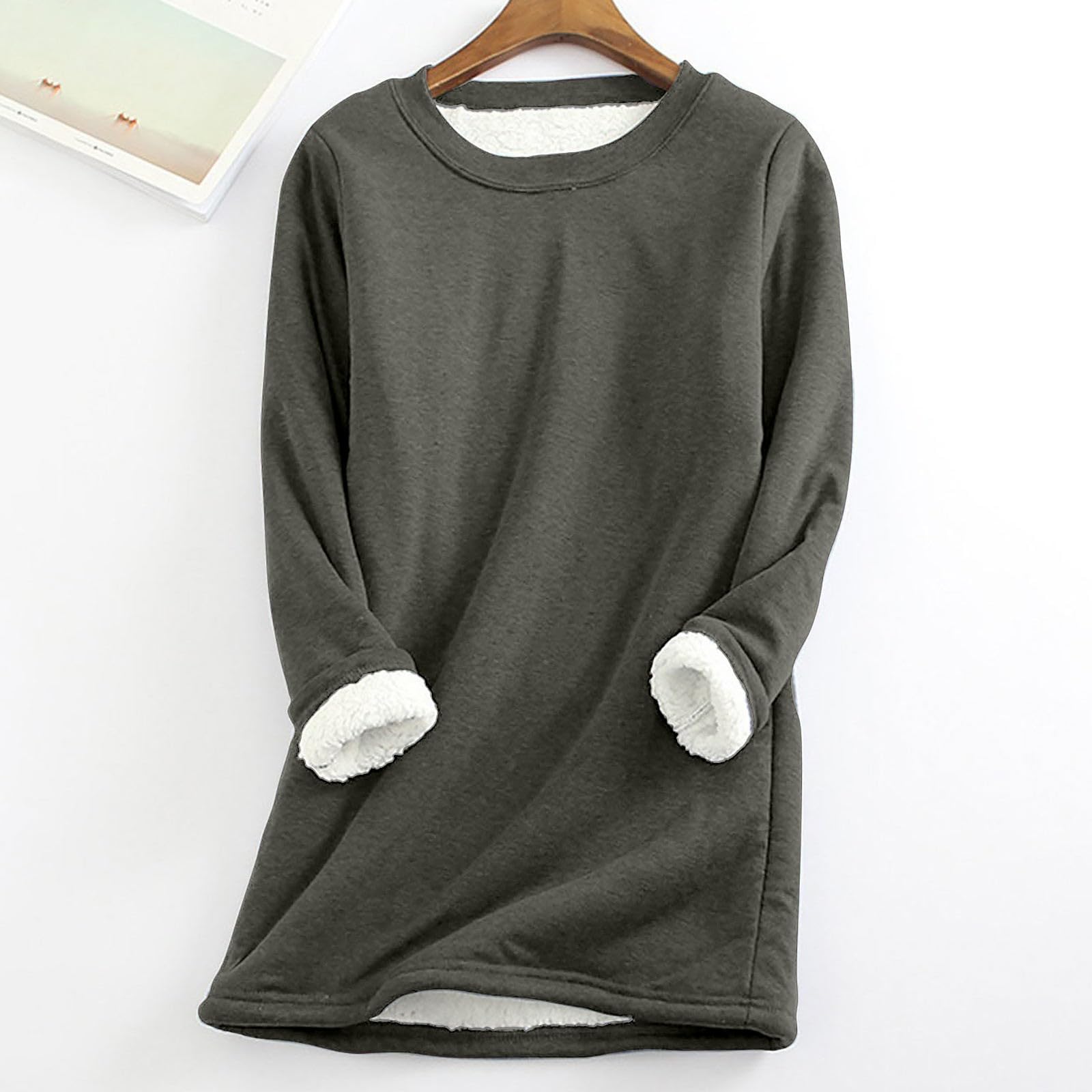 Donne Tinta unita Alla Moda Casual Autunno E Inverno Caldo Peluche A Maniche Lunghe Pantaloni Set Knit Warm up Pantaloni