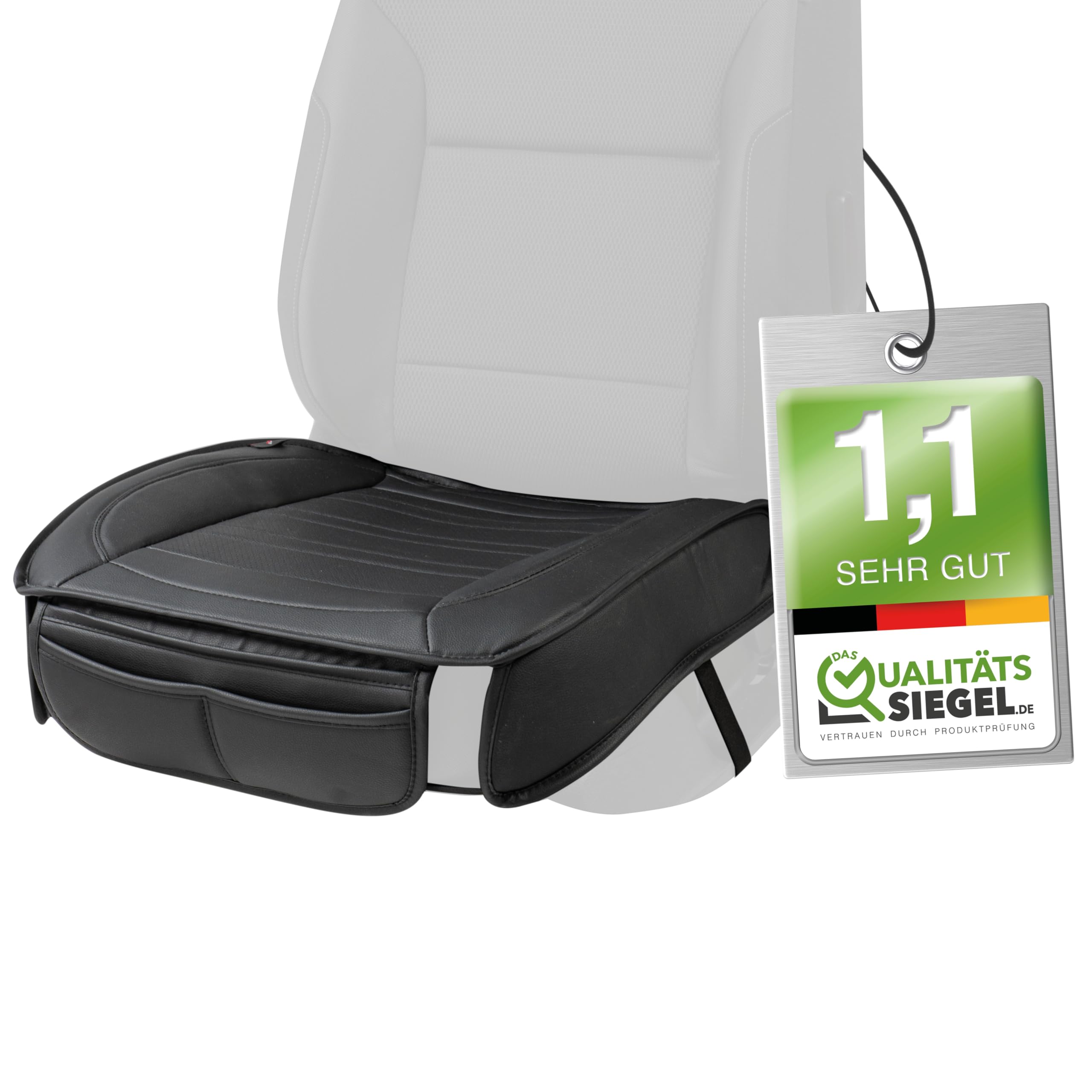 Walser Sitzauflage Auto Fernando, Qualitätssieger Sehr Gut*, Autositzauflage Vordersitze, Auto Sitzauflagen 1 Stück, Autositzschoner Vordersitz Kunst Leder, Autositzkissen Fahrersitz schwarz