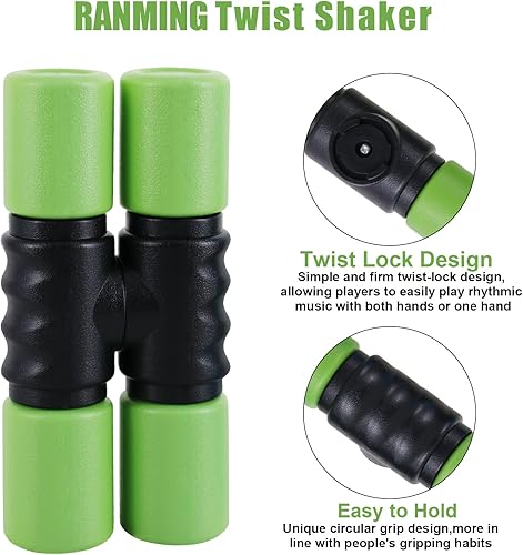 Vista 26 de RANMING Twist Shaker ABS Double Row Shakers Instrumentos de percusión Instrumentos de percusión latina de volumen medio para acompañamiento, Negro